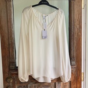 Cream, silk, blouse, unworn